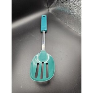 Vintage EKCO Green Nylon Slotted Serving Spoon Heat Resistant w/Green Handle